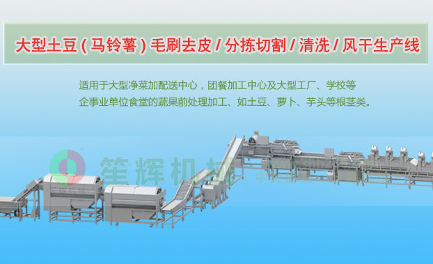 密云连续式土豆去皮清洗切割风干生产线